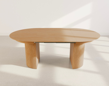 Table à manger ronde extensible avec 2 coffres de rangement effet bois 4 à 8 personnes Freya