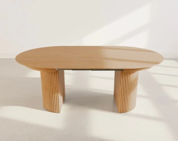 Table à manger ronde extensible avec 2 coffres de rangement effet bois 4 à 8 personnes Freya