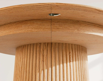 Table à manger ronde extensible avec 2 coffres de rangement effet bois 4 à 8 personnes Freya