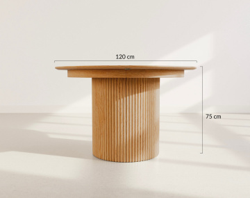 Table à manger ronde extensible avec 2 coffres de rangement effet bois 4 à 8 personnes Freya