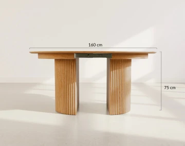 Table à manger ronde extensible avec 2 coffres de rangement effet bois 4 à 8 personnes Freya