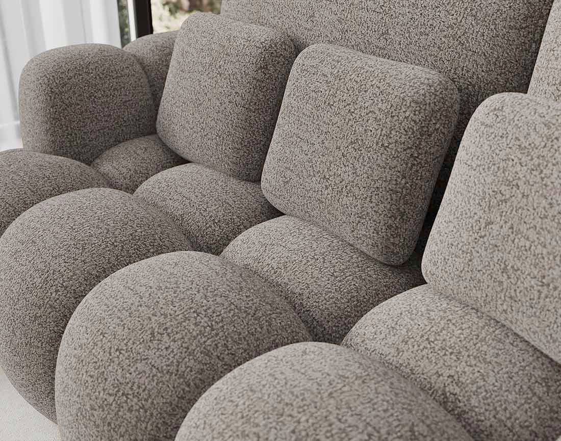 Canapé droit 3 places convertible avec coffre en tissu bouclette Dorian
