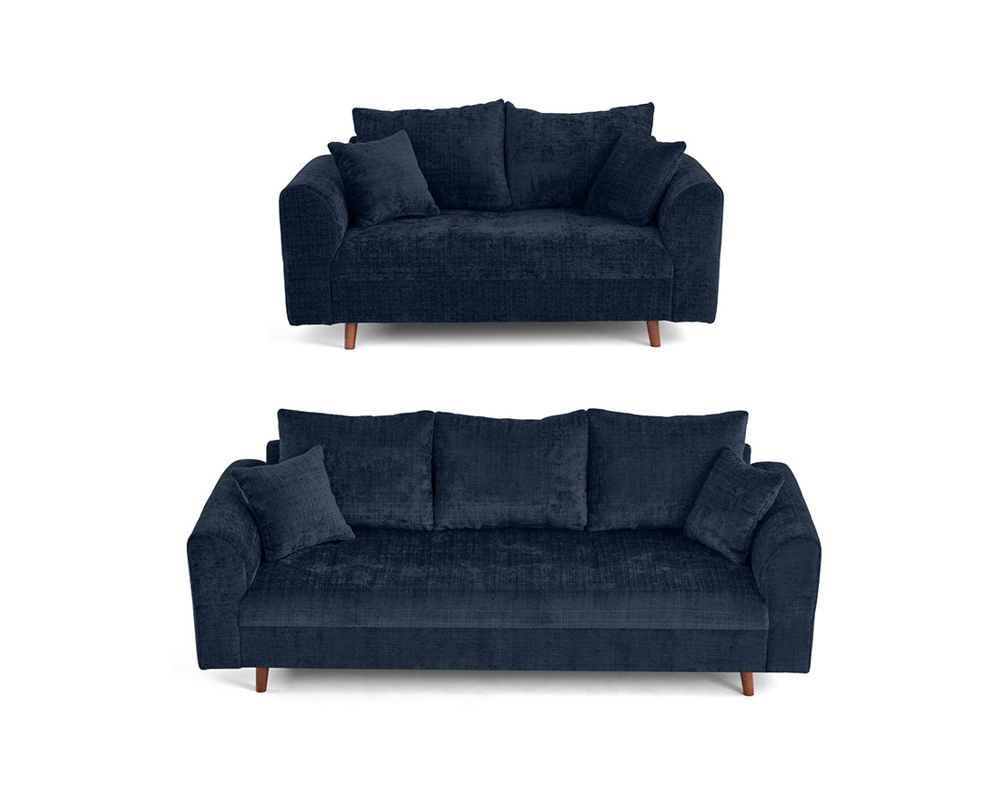 Ensemble de canapés droits Rune 2+3 places velours texturé - Best Mobilier