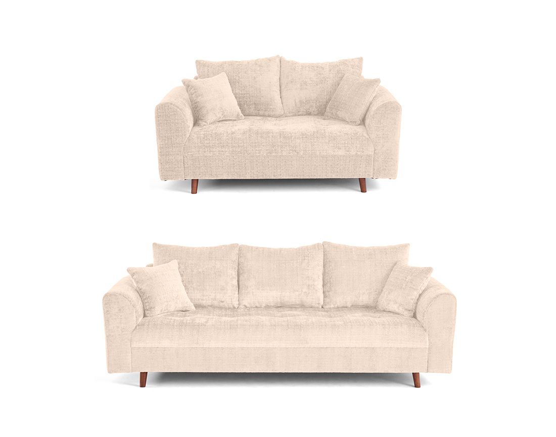 Ensemble de canapés droits Rune 2+3 places velours texturé - Best Mobilier