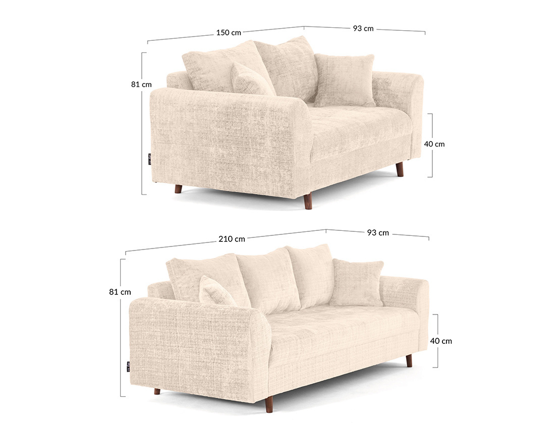 Ensemble de canapés droits Rune 2+3 places velours texturé - Best Mobilier