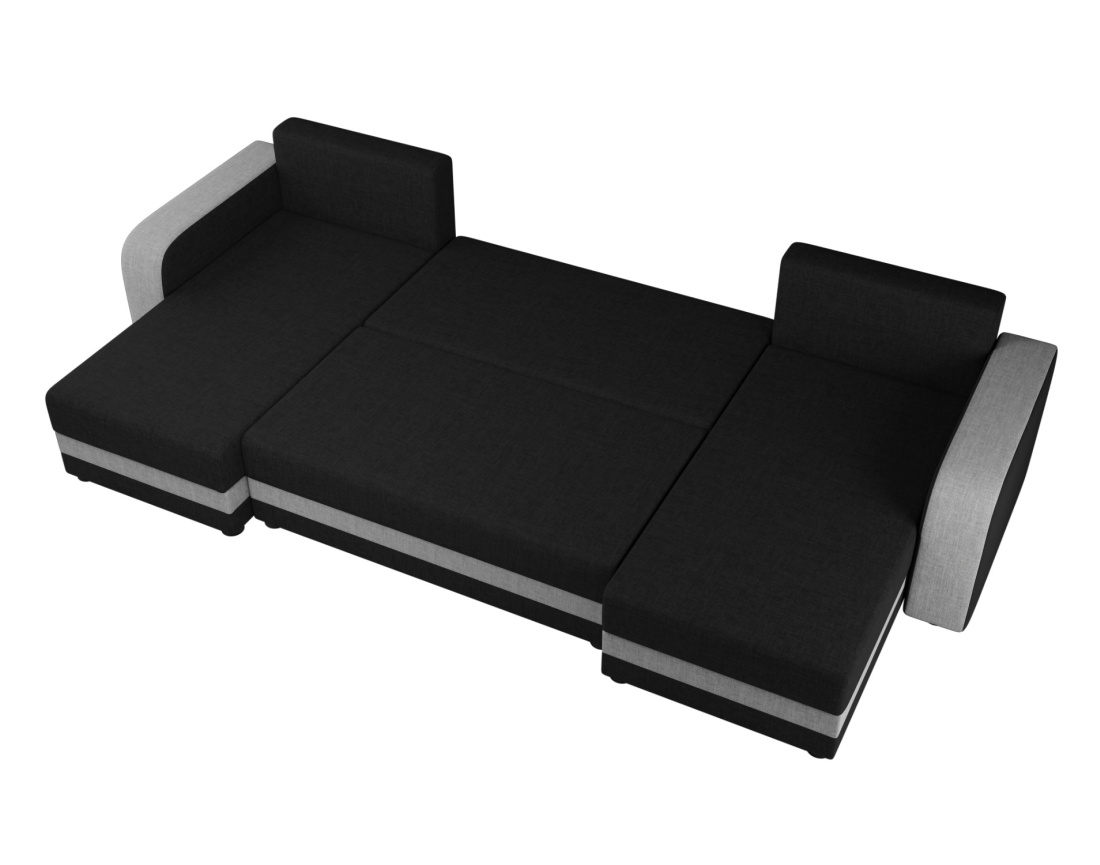 Harvey - canapé panoramique en U 7 places convertible avec coffre en tissu