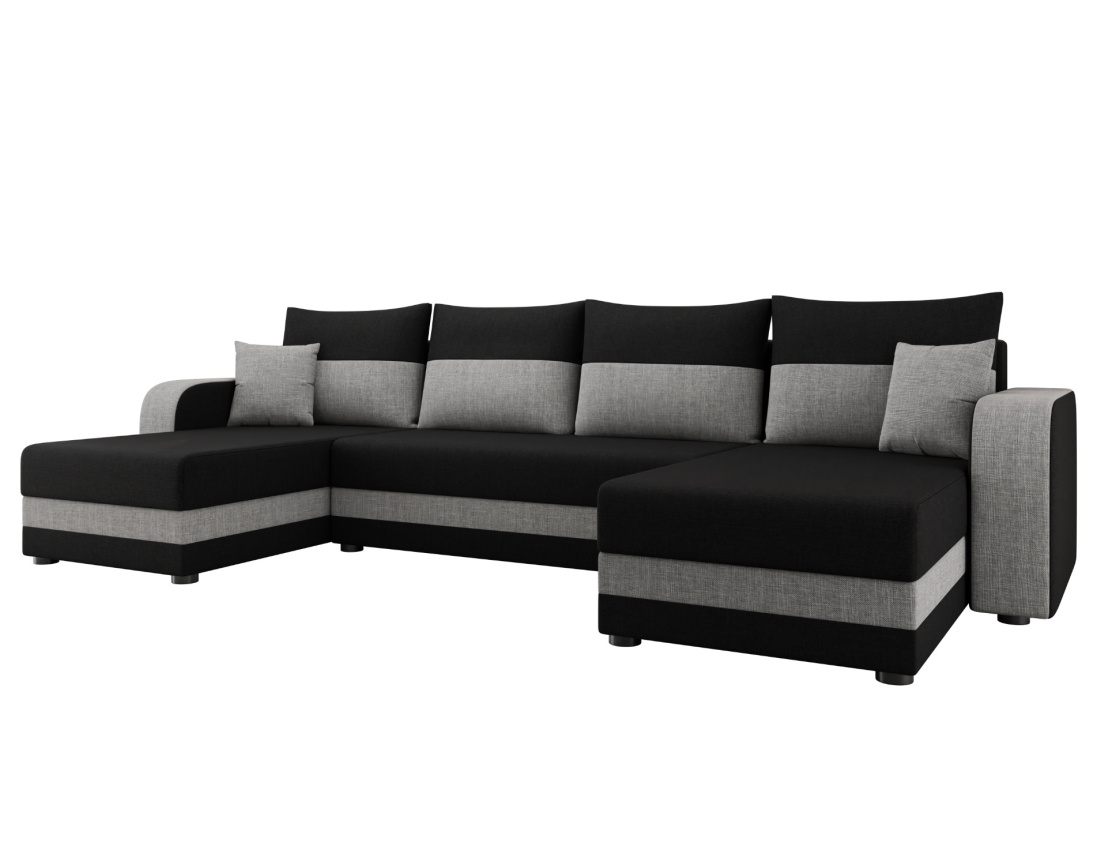 Harvey - canapé panoramique en U 7 places convertible avec coffre en tissu