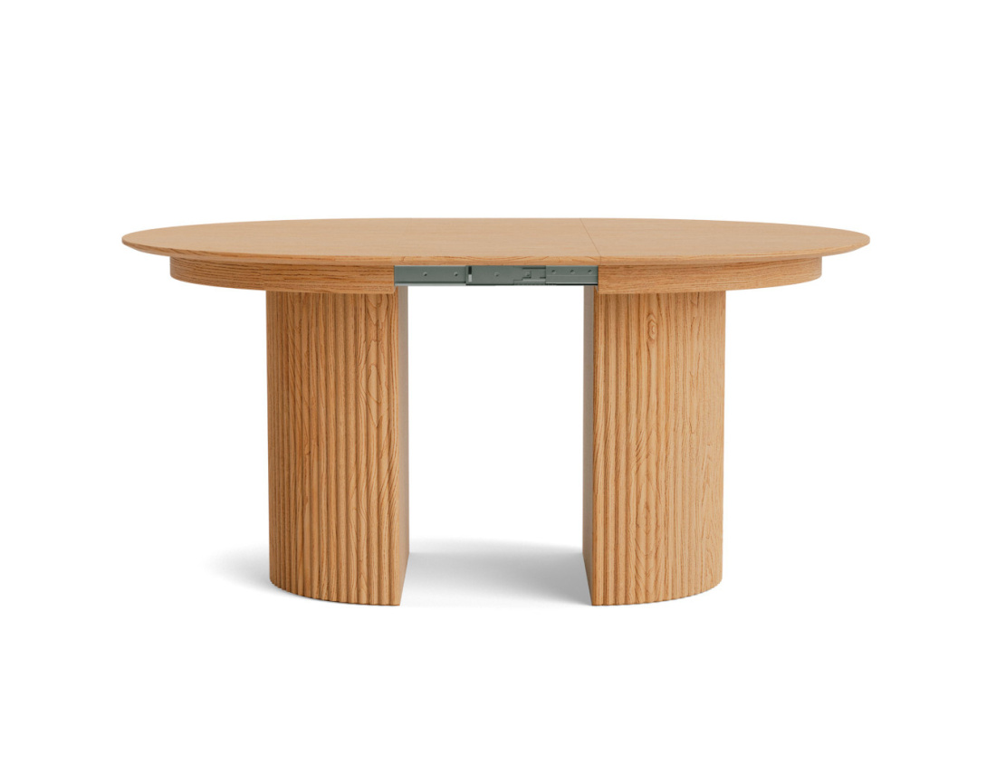 Table à manger ronde extensible avec 2 coffres de rangement effet bois 4 à 8 personnes Freya