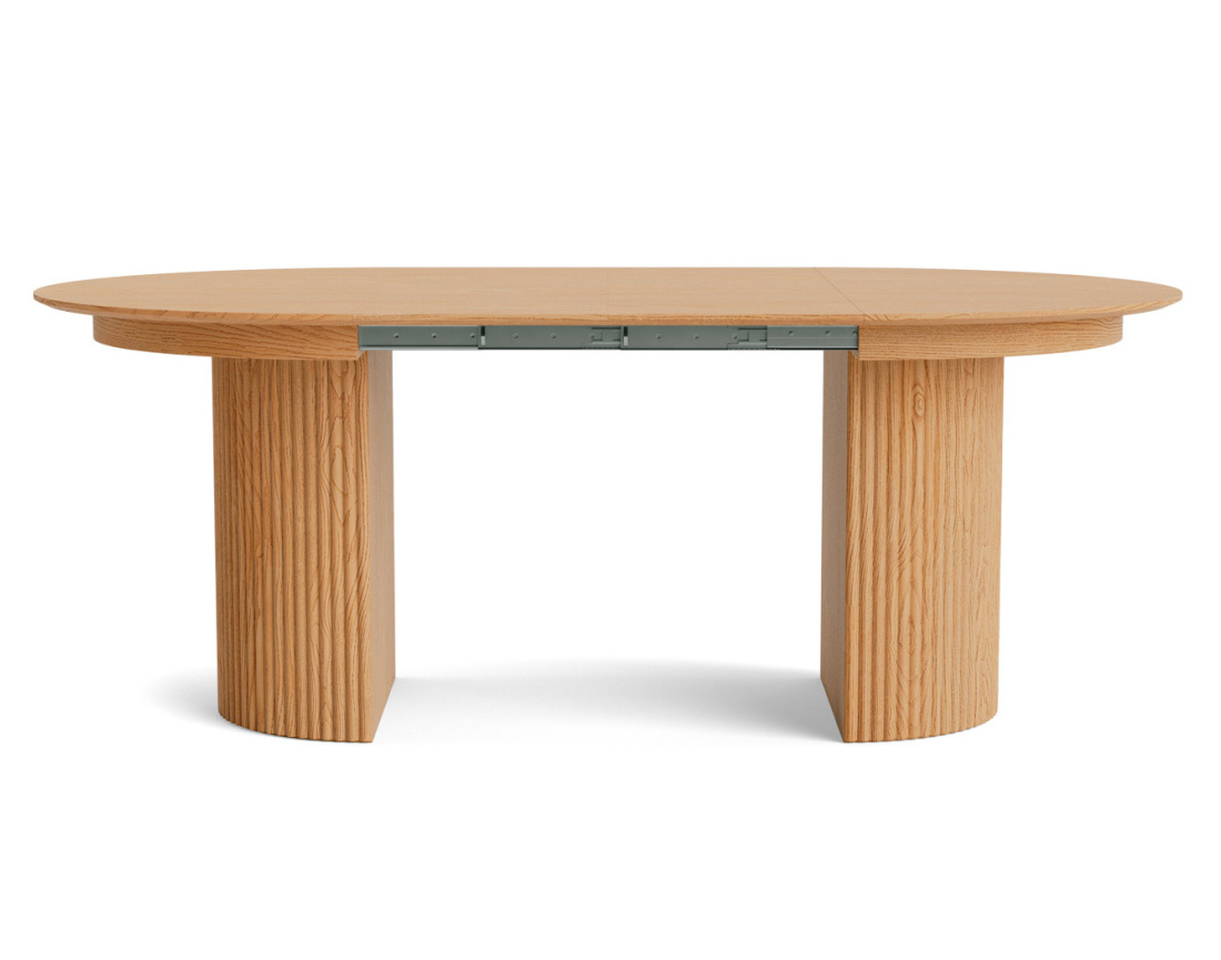 Table à manger ronde extensible avec 2 coffres de rangement effet bois 4 à 8 personnes Freya