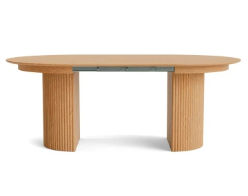 Table à manger ronde extensible avec 2 coffres de rangement effet bois 4 à 8 personnes Freya