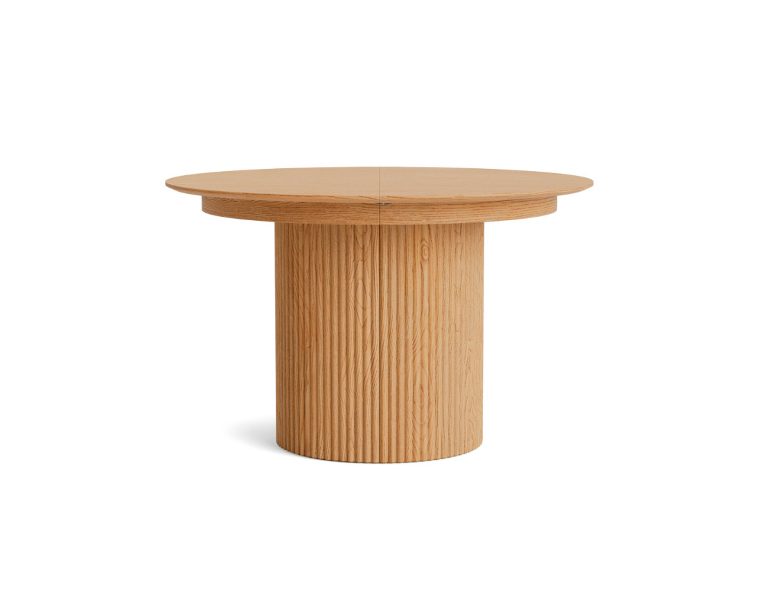 Table à manger ronde extensible avec 2 coffres de rangement effet bois 4 à 8 personnes Freya