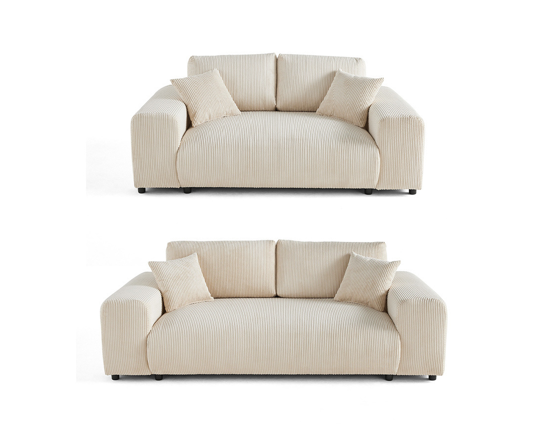 Ensemble de canapés droits Garance 2+3 places velours côtelé - Best Mobilier