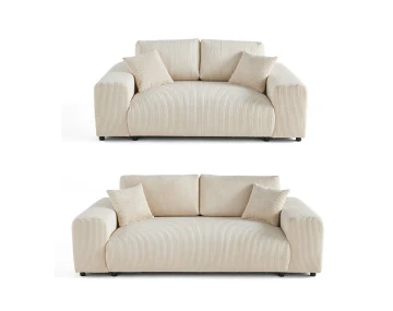 Ensemble de canapés droits Garance 2+3 places velours côtelé - Best Mobilier