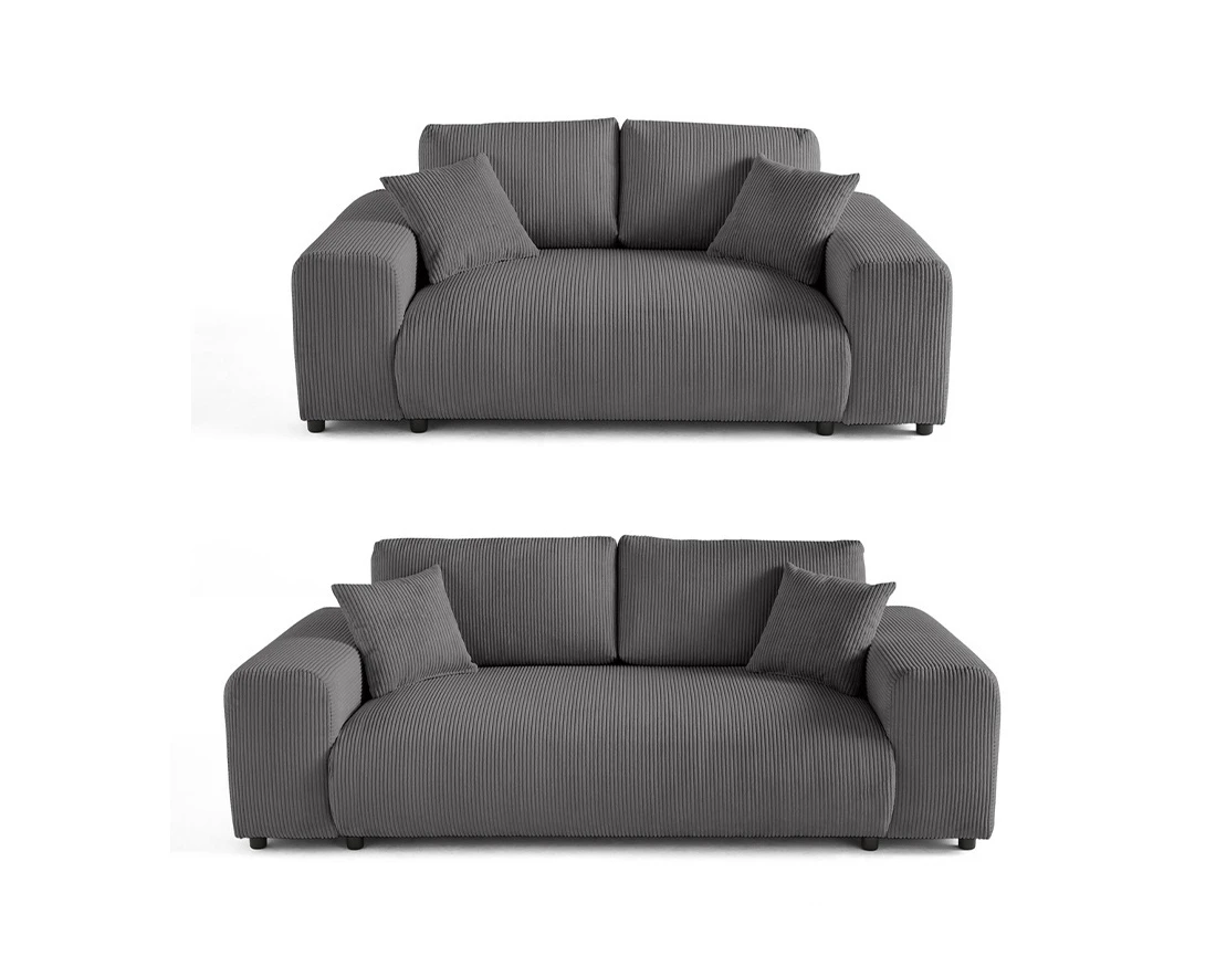 Ensemble de canapés droits Garance 2+3 places velours côtelé - Best Mobilier