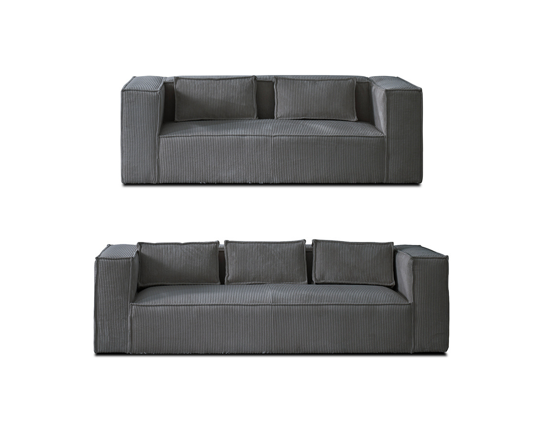 Ensemble de canapés droits Stella 2+3 places velours côtelé - Best Mobilier