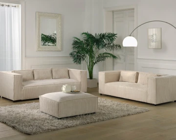 Ensemble de canapés droits Stella 2+3 places velours côtelé - Best Mobilier