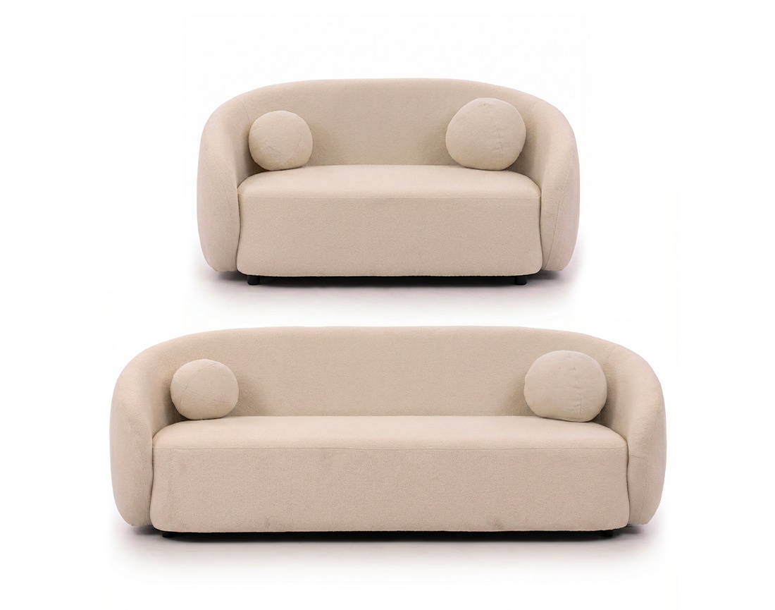 Ensemble de canapés droits Flore 2+3 places tissu bouclette - Best Mobilier