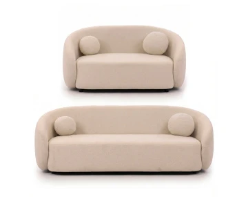 Ensemble de canapés droits Flore 2+3 places tissu bouclette - Best Mobilier