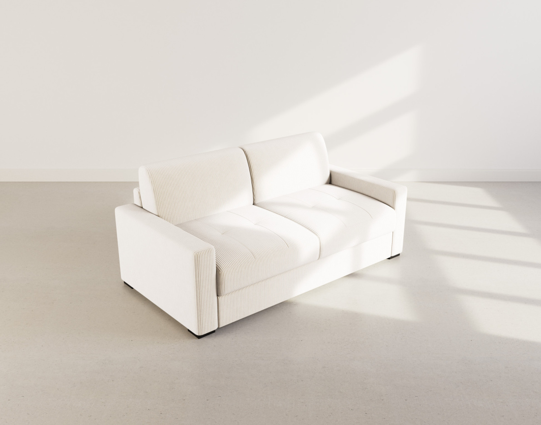 Canapé TRISTAN 3 places convertible express couchage quotidien 140 cm matelas 14 cm en velours côtelé | Best Mobilier