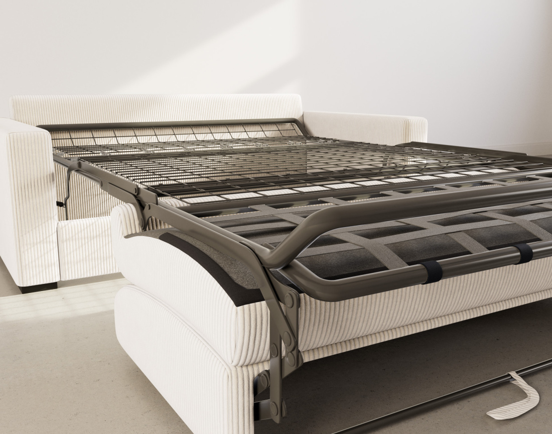 Canapé TRISTAN 3 places convertible express couchage quotidien 140 cm matelas 14 cm en velours côtelé | Best Mobilier