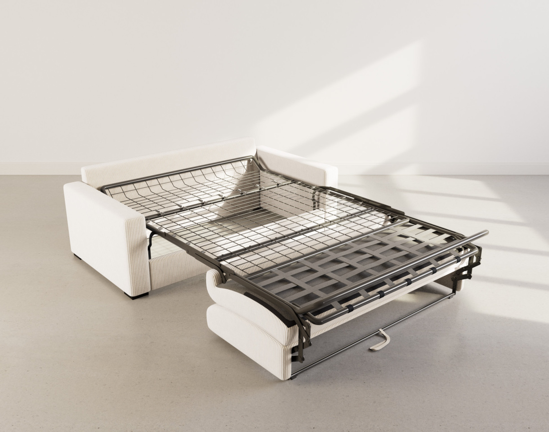 Canapé TRISTAN 3 places convertible express couchage quotidien 140 cm matelas 14 cm en velours côtelé | Best Mobilier