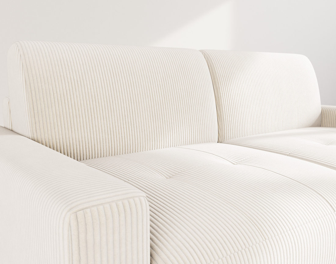 Canapé TRISTAN 3 places convertible express couchage quotidien 140 cm matelas 14 cm en velours côtelé | Best Mobilier