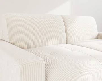 Canapé TRISTAN 3 places convertible express couchage quotidien 140 cm matelas 14 cm en velours côtelé | Best Mobilier