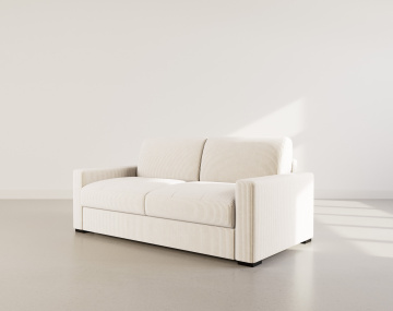 Canapé TRISTAN 3 places convertible express couchage quotidien 140 cm matelas 14 cm en velours côtelé | Best Mobilier