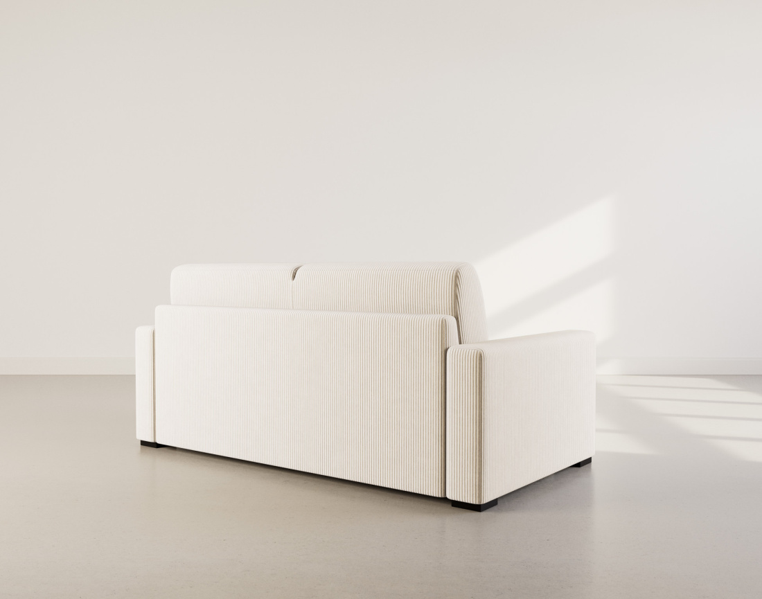 Canapé TRISTAN 3 places convertible express couchage quotidien 140 cm matelas 14 cm en velours côtelé | Best Mobilier