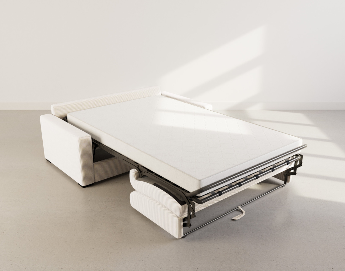 Canapé TRISTAN 3 places convertible express couchage quotidien 140 cm matelas 14 cm en velours côtelé | Best Mobilier
