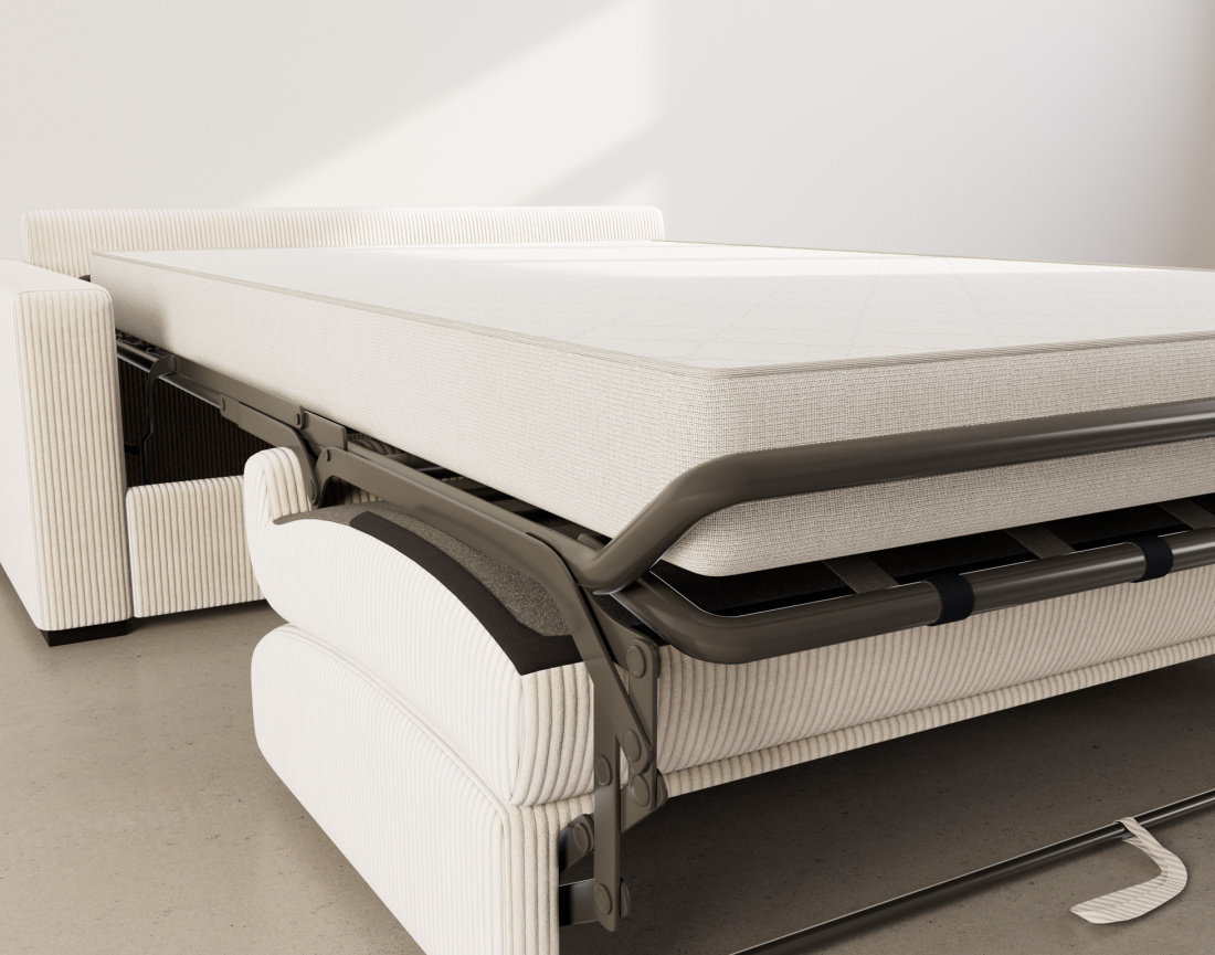 Canapé TRISTAN 3 places convertible express couchage quotidien 140 cm matelas 14 cm en velours côtelé | Best Mobilier