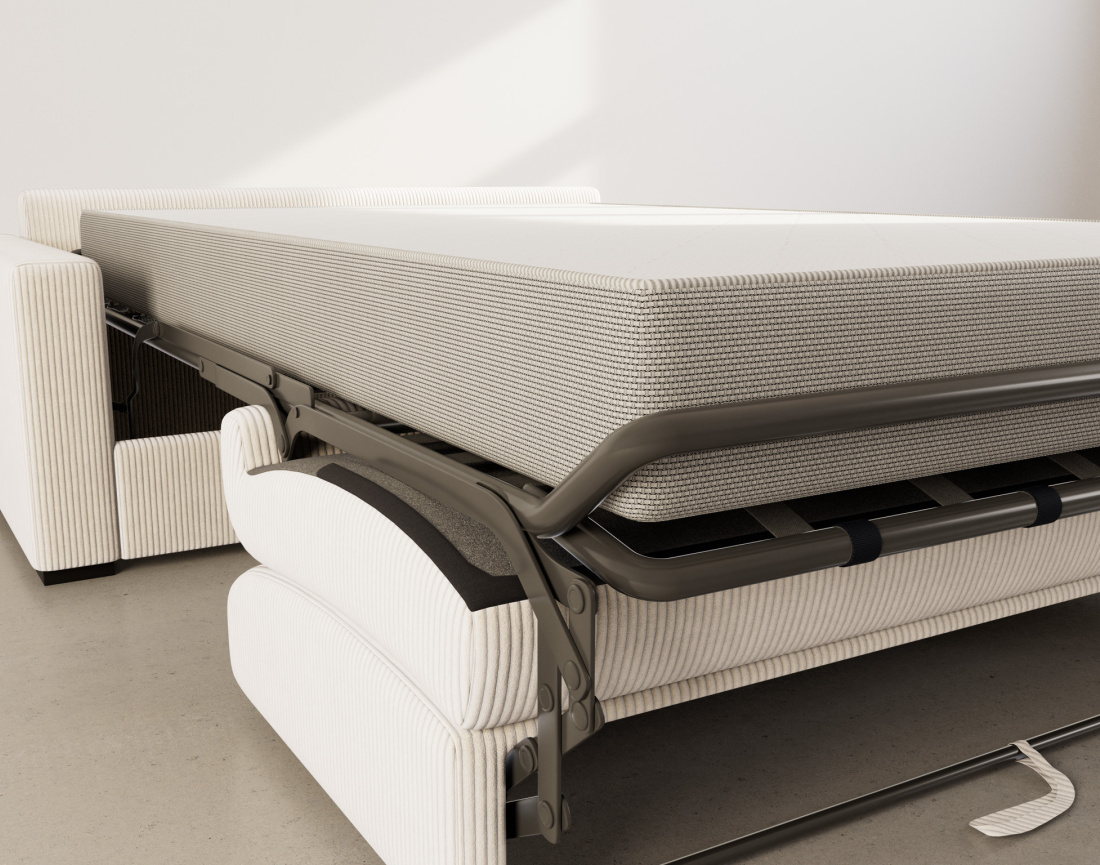 Canapé TRISTAN 3 places convertible express couchage quotidien 140 cm matelas 18 cm en velours côtelé