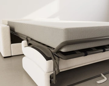 Canapé 3 places convertible express couchage quotidien 140 cm matelas 18 cm en velours côtelé Tristan