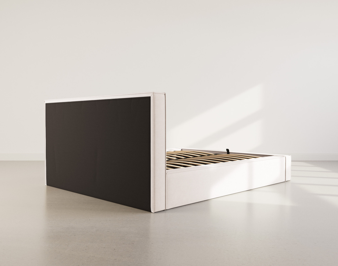 Lit coffre 160x200 cm sommier inclus velours côtelé Topaze