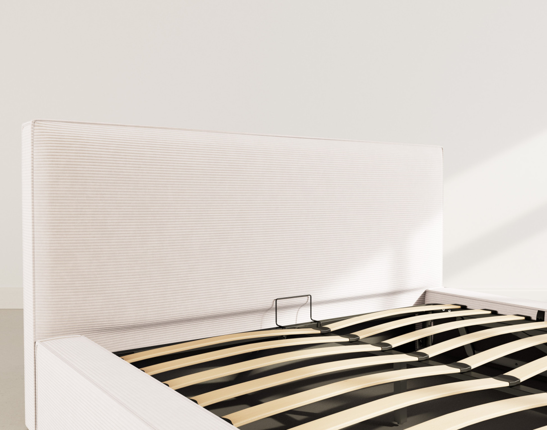 Lit coffre 160x200 cm sommier inclus velours côtelé Topaze