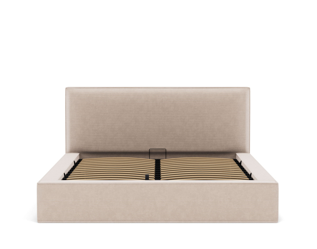 Lit coffre 160x200 cm sommier inclus velours côtelé Topaze