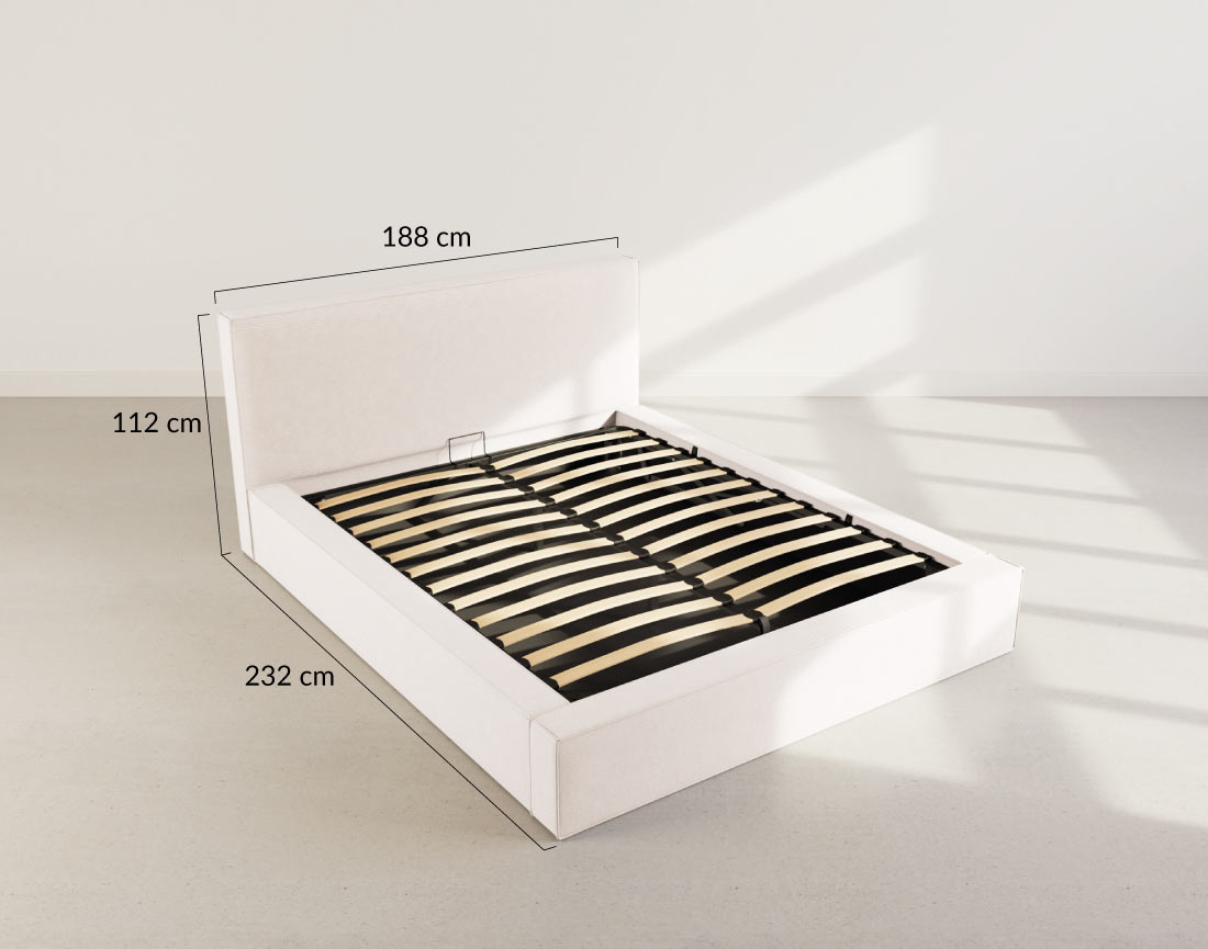 Lit coffre 160x200 cm sommier inclus velours côtelé Topaze
