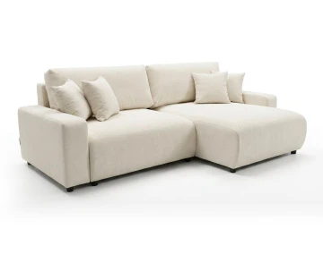 Canapé d'angle réversible 4 places convertible avec coffre en velours texturé Mini Pivoine