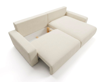 Canapé d'angle réversible 4 places convertible avec coffre en velours texturé Mini Pivoine