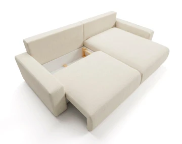 Canapé d'angle réversible 4 places convertible avec coffre en velours texturé Mini Pivoine