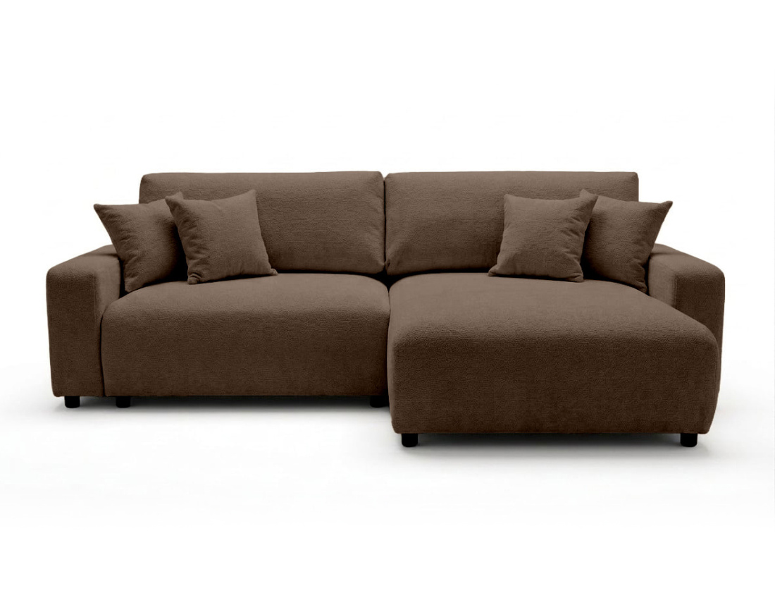 Canapé d'angle réversible 4 places convertible avec coffre en velours texturé Mini Pivoine