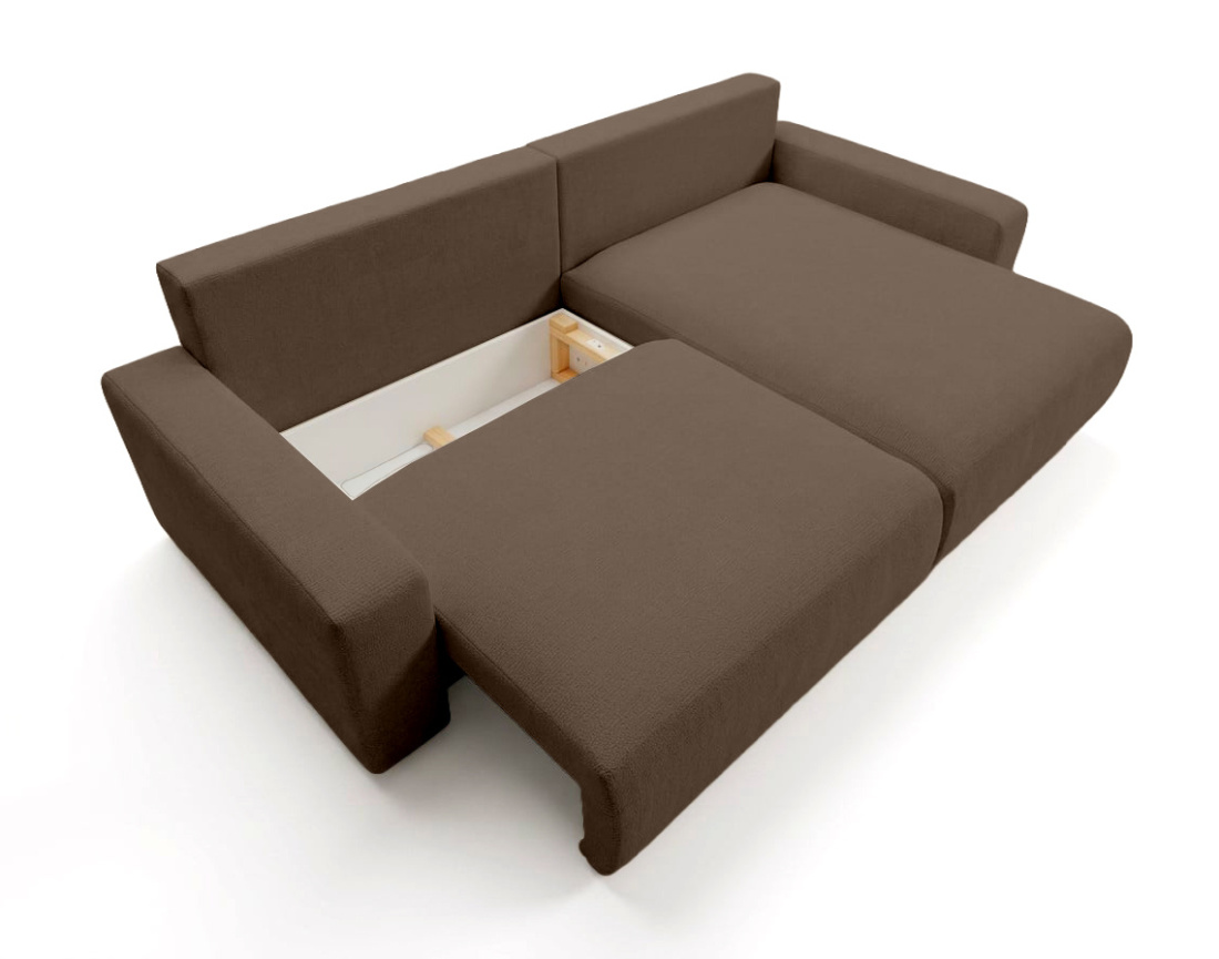 Canapé d'angle réversible 4 places convertible avec coffre en velours texturé Mini Pivoine
