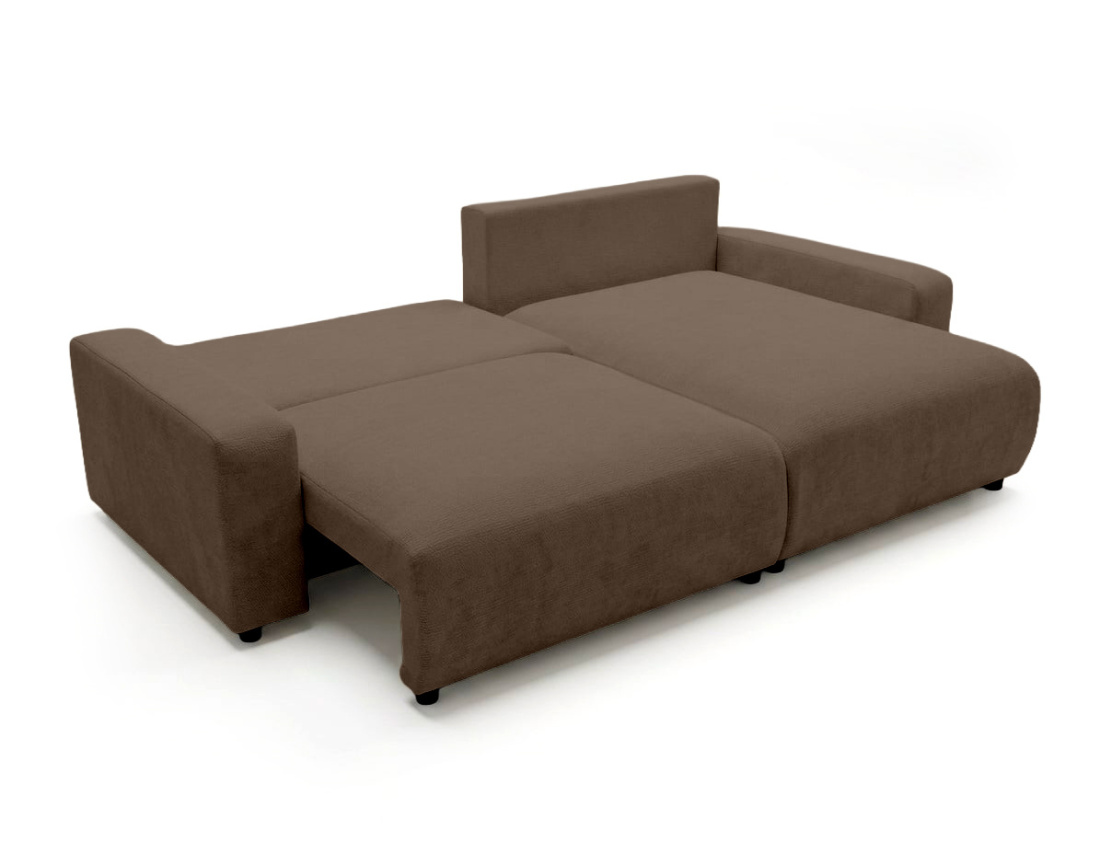 Canapé d'angle réversible 4 places convertible avec coffre en velours texturé Mini Pivoine