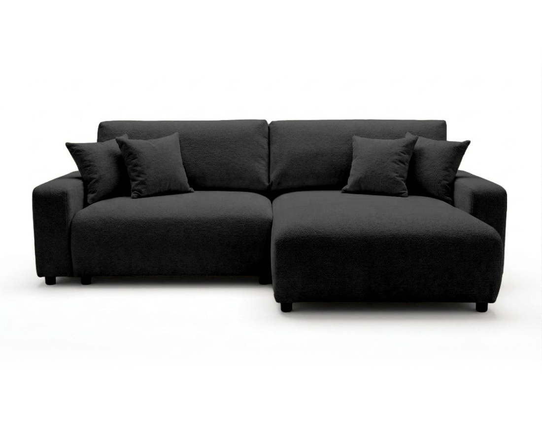 Canapé d'angle réversible 4 places convertible avec coffre en velours texturé Mini Pivoine