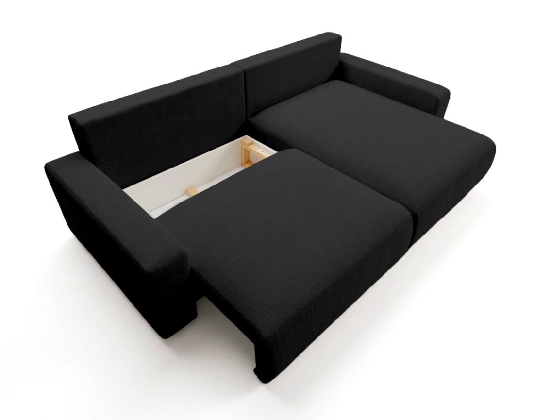 Canapé d'angle réversible 4 places convertible avec coffre en velours texturé Mini Pivoine