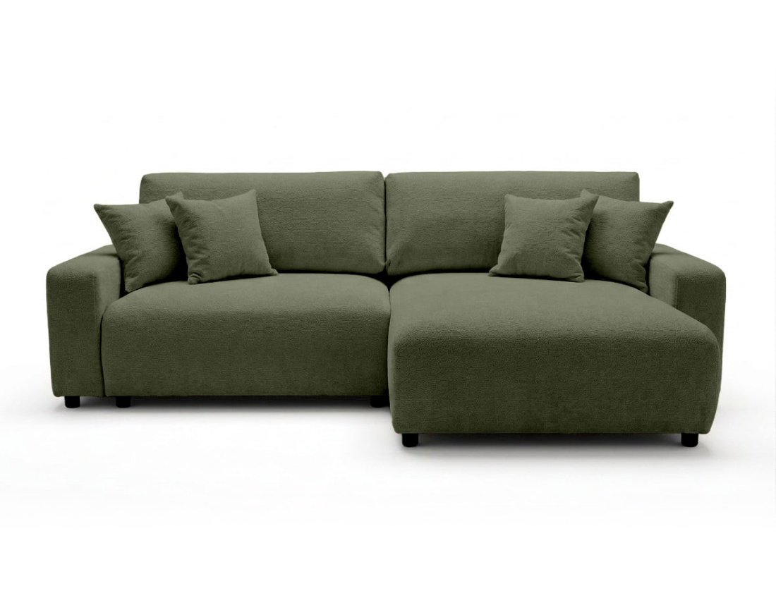 Canapé d'angle réversible 4 places convertible avec coffre en velours texturé Mini Pivoine
