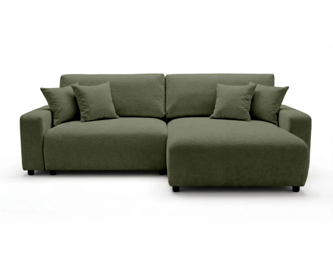 Canapé d'angle réversible 4 places convertible avec coffre en velours texturé Mini Pivoine