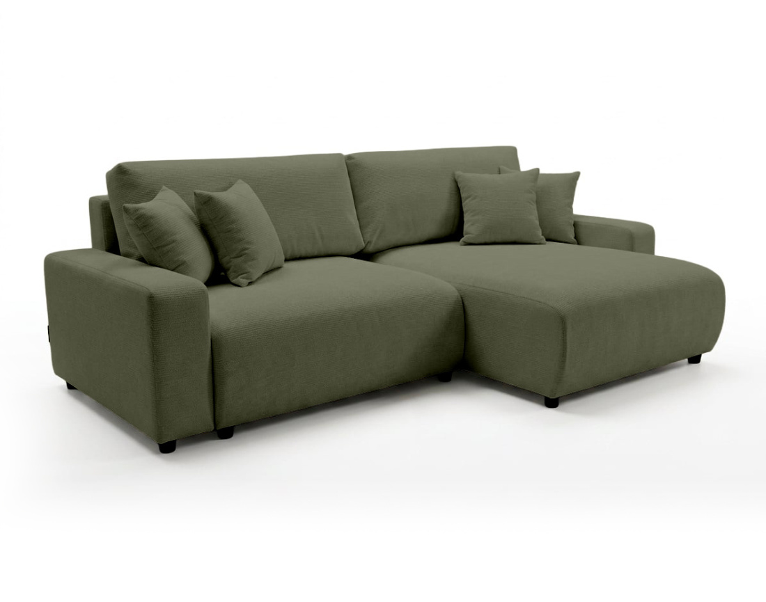 Canapé d'angle réversible 4 places convertible avec coffre en velours texturé Mini Pivoine