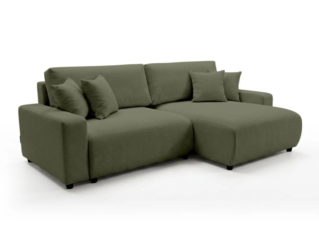 Canapé d'angle réversible 4 places convertible avec coffre en velours texturé Mini Pivoine