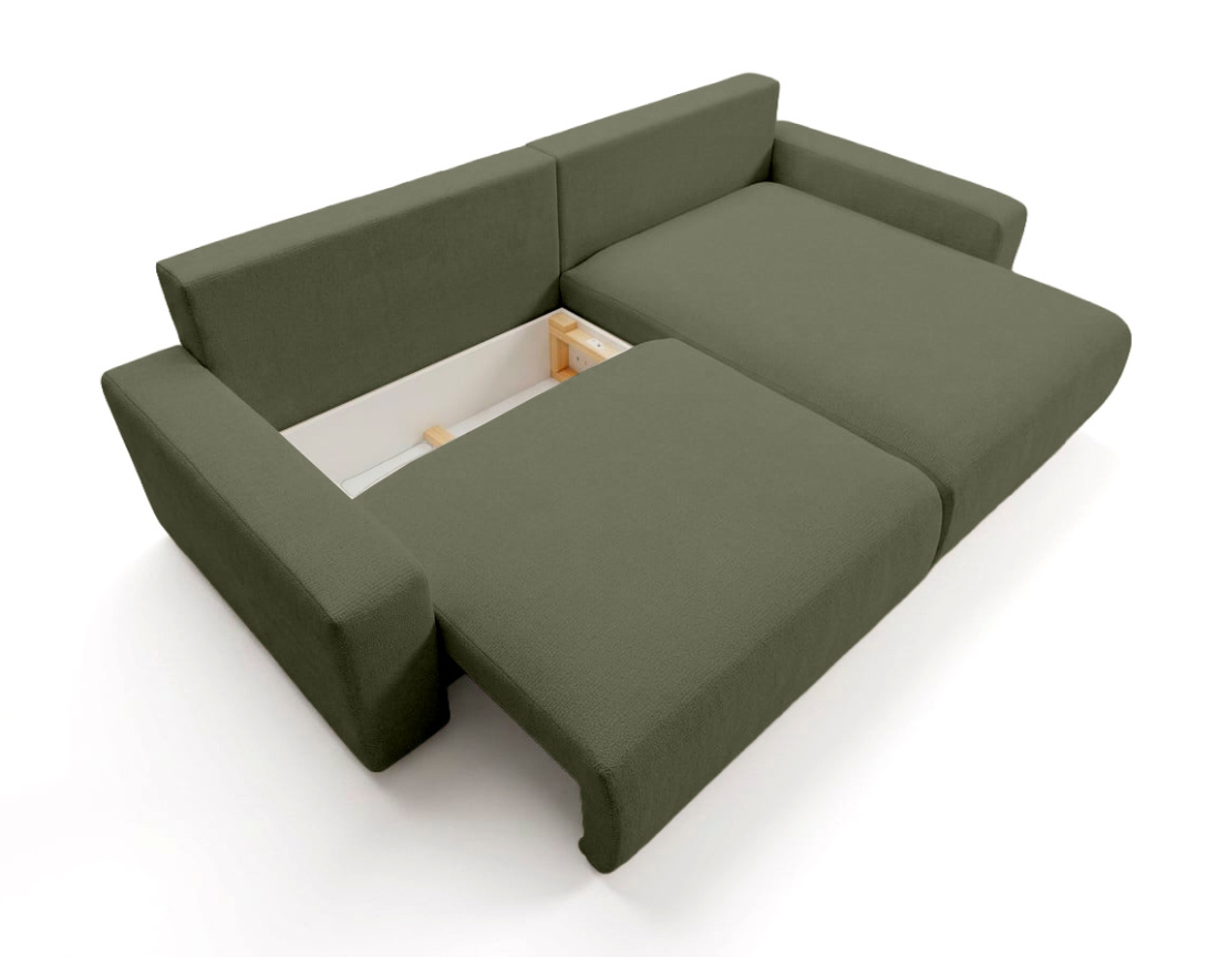 Canapé d'angle réversible 4 places convertible avec coffre en velours texturé Mini Pivoine